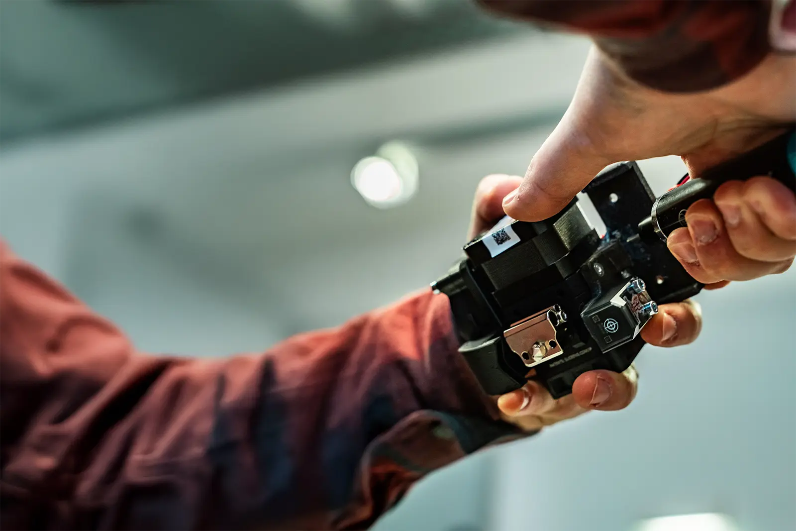Technician working on machine